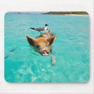 Funny Pig Swimming Mouse Pad