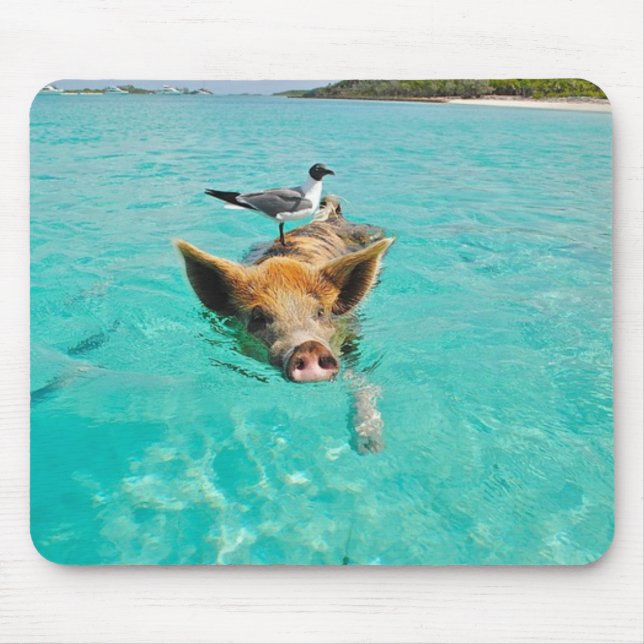Funny Pig Swimming Mouse Pad (Front)