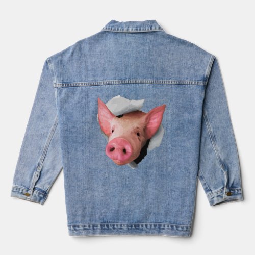 Funny Pig T Pig Lover  Farm Animal  Pig  Denim Jacket
