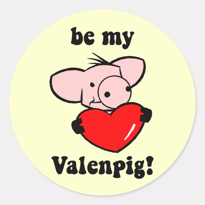 Funny pig Valentine's Day Round Sticker