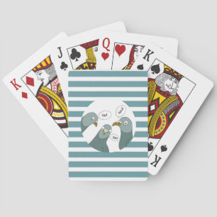 Funny Pigeon Greetings With Blue Stripes Poker Cards