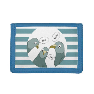Funny Pigeon Greetings With Blue Stripes Tri-fold Wallet