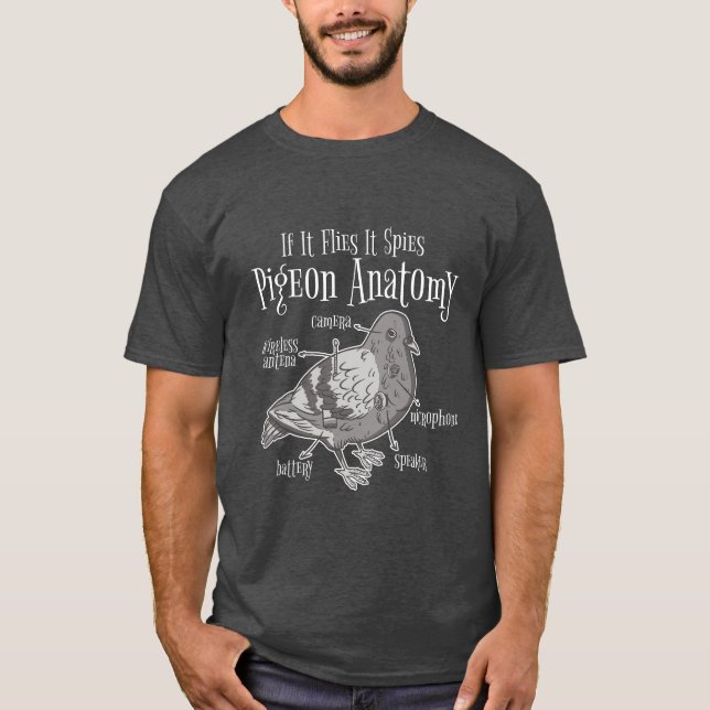  Funny Pigeon Spy T-Shirt (Front)