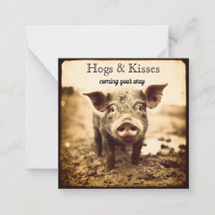 Funny Piglet Hogs and Kisses Personalized  Note Card