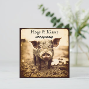 Funny Piglet Hogs and Kisses Valentine's Day Card