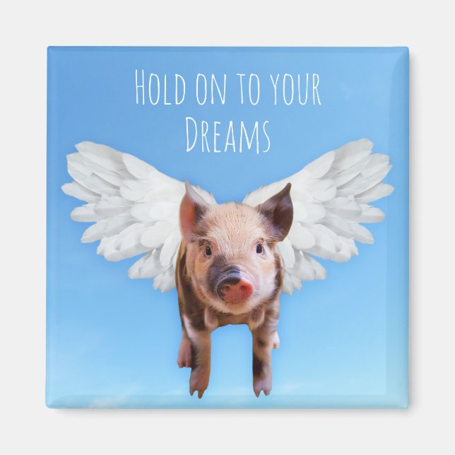 Funny Pigs Might Fly Hold onto Dreams  Magnet (Front)