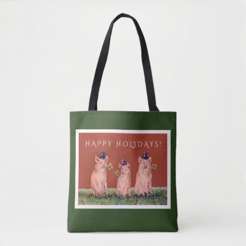 Funny Pigs Vintage Holiday Tote