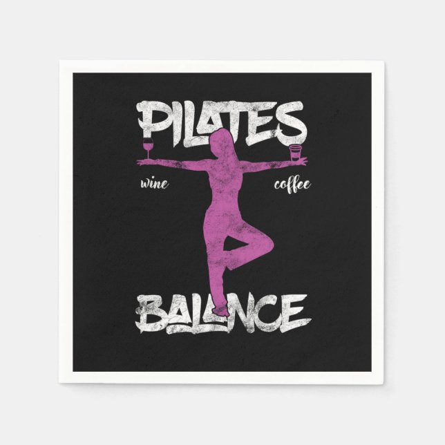 Funny Pilates Balancing Yoga Fitness Wine Drinker  Napkins (Front)