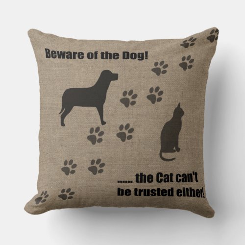 Funny Pillow Beware of the Dog