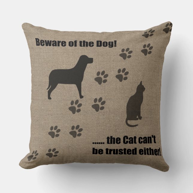 Funny Pillow Beware of the Dog (Front)