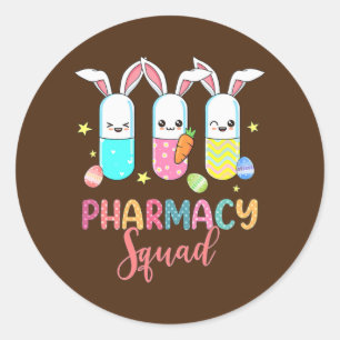 Funny Pills Bunny Pharmacy Squad Pharmacist Life Classic Round Sticker