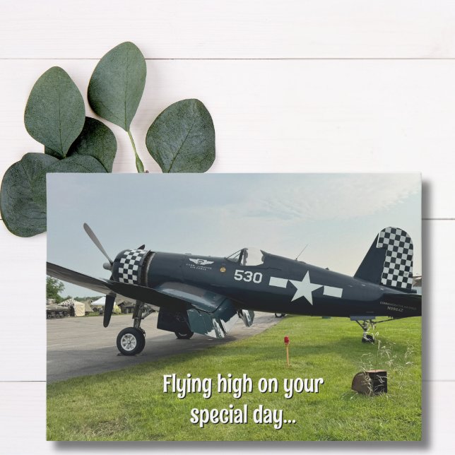 Funny Pilot Birthday Vintage Airplane Photo Card (front)