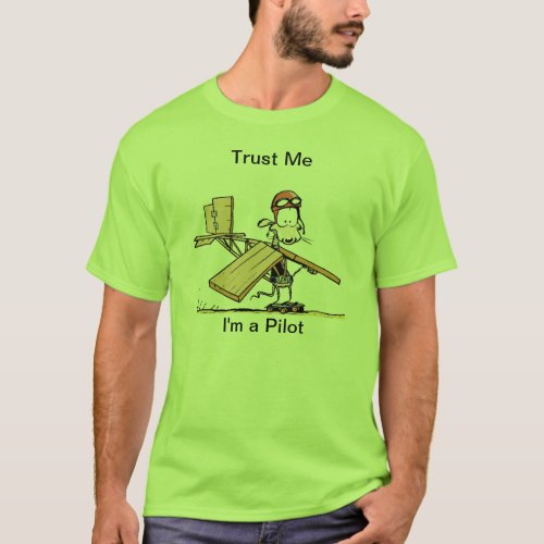 Funny Pilot Cartoon T_Shirt