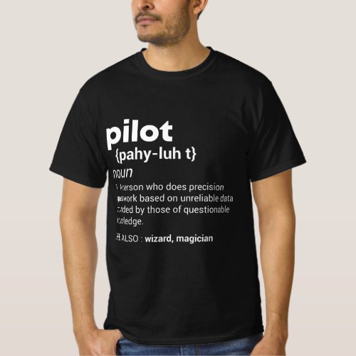 Funny Pilot Definition Airplane Jet Aviation Graph T_Shirt