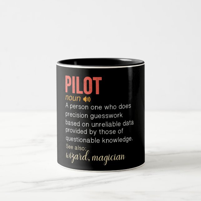 Funny Pilot Definition Two-Tone Coffee Mug (Center)