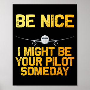 Funny Pilot Design For Men Women Aviation Airplane Poster