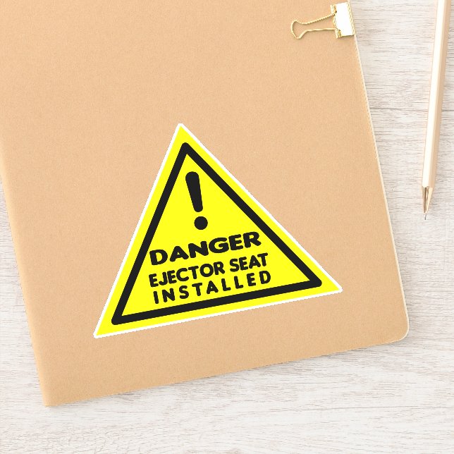 Funny Pilot Ejector Seat Installed Danger Sign Sticker (Notebook)
