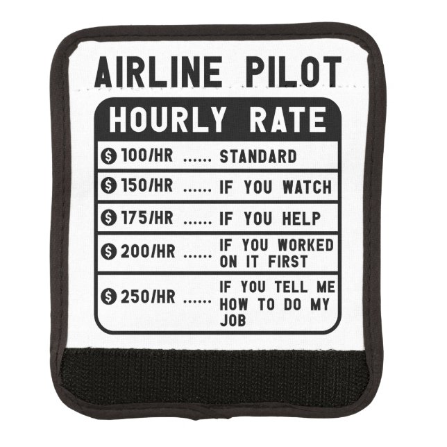 Funny Pilot Hourly Rate Aviation Luggage Handle Wrap (Front)