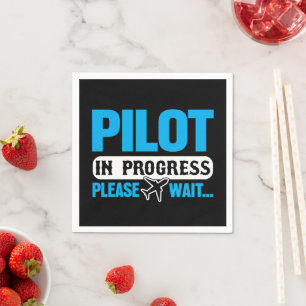 Funny Pilot in Progress Flight School Student Napkins