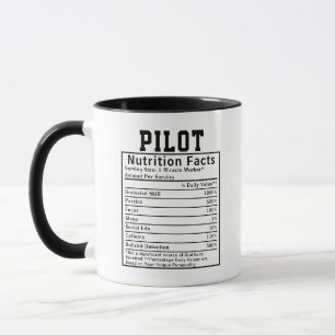 Funny Pilot Nutrition Facts Airline Captain Gift Mug