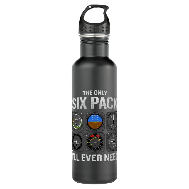 Funny Pilot Quote Cockpit Airplane Flight Intrumen Stainless Steel Water Bottle (Front)