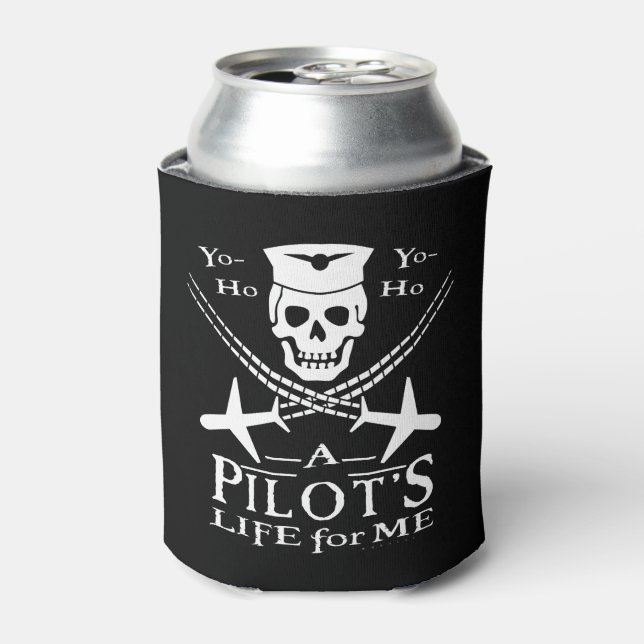 Funny Pilot Skull Airplanes Pirate Humor | Custom Can Cooler (Can Front)