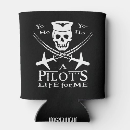 Funny Pilot Skull Airplanes Pirate Humor Custom Can Cooler Zazzle
