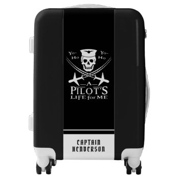 Funny Pilot Skull Airplanes Pirate Humor | Custom Luggage by LaborAndLeisure at Zazzle