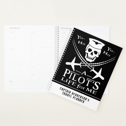 Funny Pilot Skull Airplanes Pirate Humor  Custom Planner