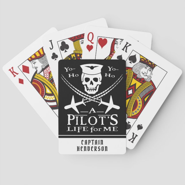 Funny Pilot Skull Airplanes Pirate Humor | Custom Poker Cards (Back)