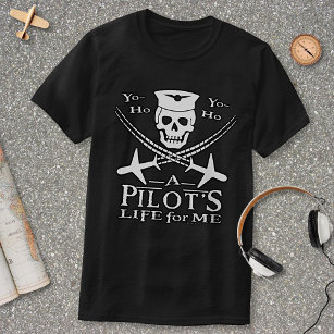 Funny Pilot Skull Cross Airplanes Pirate Humor Dk T-Shirt
