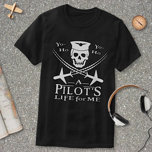Funny Pilot Skull Cross Airplanes Pirate Humor Dk T_Shirt
