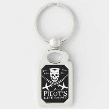 Funny Pilot Skull Cross Airplanes Pirate Humor Keychain by LaborAndLeisure at Zazzle