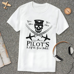 Funny Pilot Skull Cross Airplanes Pirate Humor Lt T-Shirt