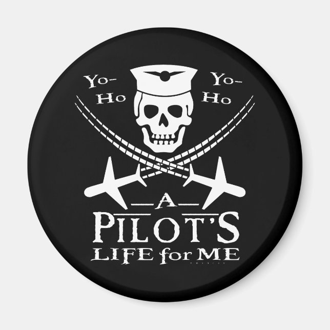 Funny Pilot Skull Cross Airplanes Pirate Humor Magnet (Front)