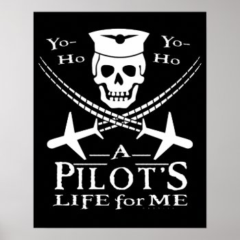 Funny Pilot Skull Cross Airplanes Pirate Humor Poster by LaborAndLeisure at Zazzle