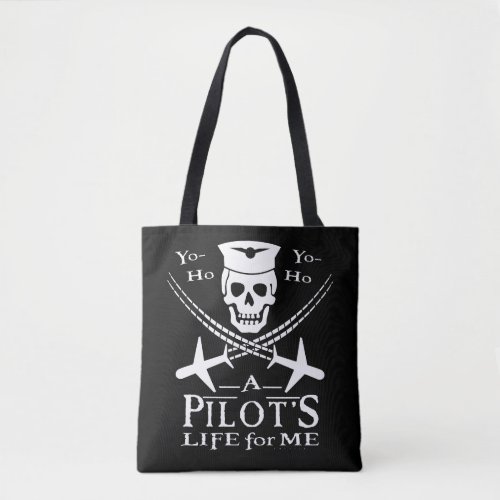 Funny Pilot Skull Cross Airplanes Pirate Humor Tote Bag