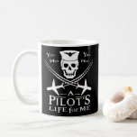Funny Pilot Skull Cross Airplanes Pirate Humor Wh Coffee Mug at Zazzle