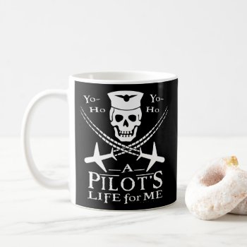 Funny Pilot Skull Cross Airplanes Pirate Humor Wh Coffee Mug by LaborAndLeisure at Zazzle