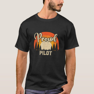Funny Pilot Superhero Vintage Tee For Men Dad