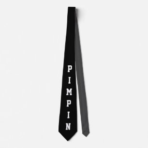 Funny Pimpin Black and White Novelty Neck Tie