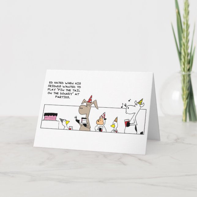 Funny Pin The Tail Birthday Card (Front)