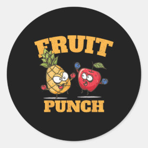 Funny Pineapple Apple Boxing Juice Tropical Fruit  Classic Round Sticker