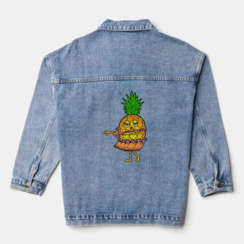 Funny Pineapple Art Men Women Pineapple Hawaiian H Denim Jacket