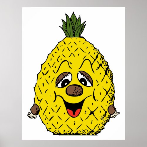 Funny Pineapple Cartoon Face Foodie ZSSG Poster