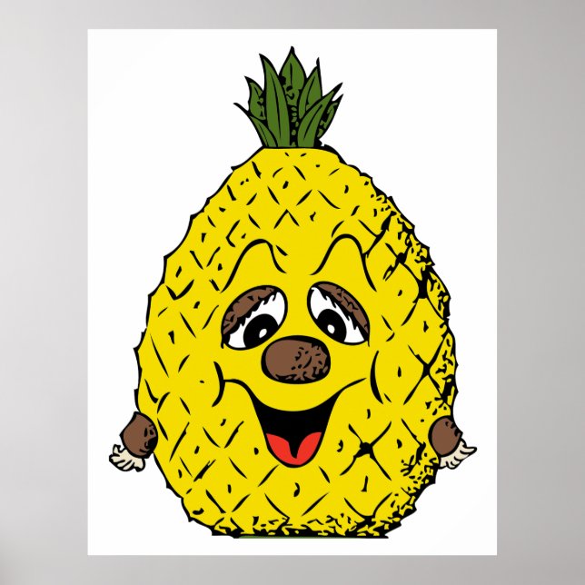 Funny Pineapple Cartoon Face Foodie, ZSSG Poster (Front)