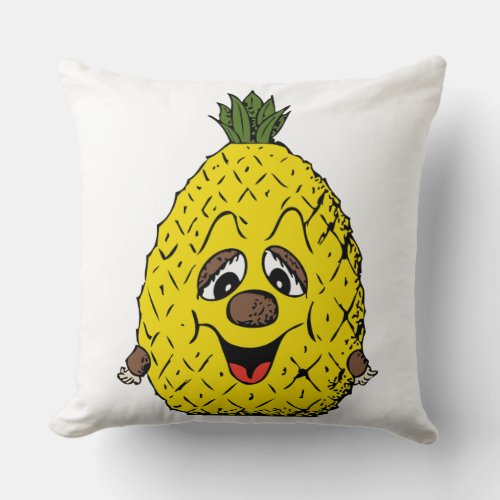 Funny Pineapple Cartoon Face Foodie ZSSG Throw Pillow