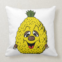 Funny Pineapple Cartoon Face Foodie, ZSSG Throw Pillow