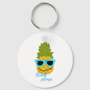 Funny Pineapple Chilling With Summer Sunglasses    Keychain