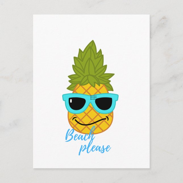 Funny Pineapple Chilling With Summer Sunglasses   Postcard (Front)